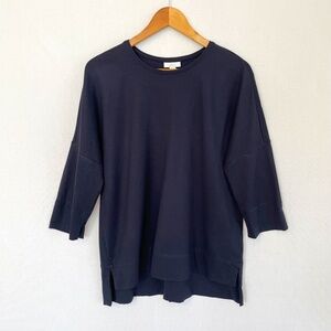 J. JILL Ponte Women's Medium Navy Blue Crew Neck Hi-Low Hem Tunic
